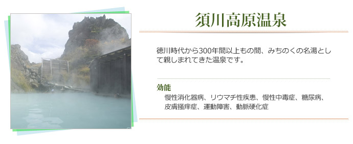 須川高原温泉。徳川時代から300年間以上もの間、みちのくの名湯として親しまれて温泉です。
